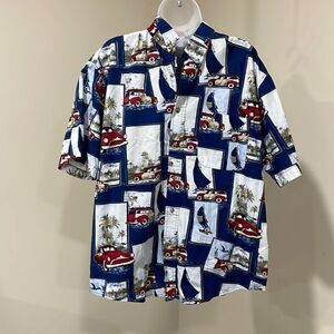 NWOT Natural Issue Classic Car Hawaiian Shirt.  Size L large 100% cotton